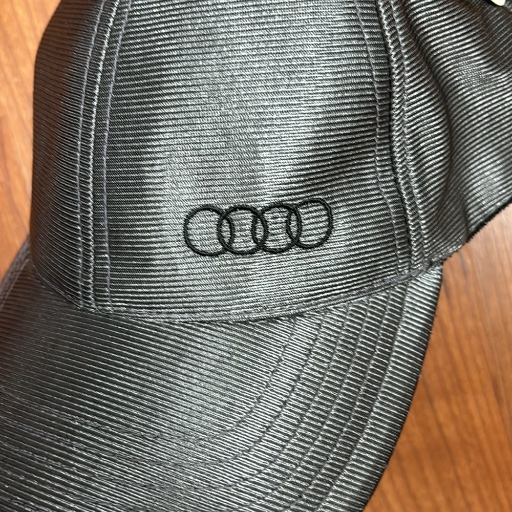 AUDI 6 PANEL ADJUSTABLE CAP HAT DARK SILVERY SHEEN NWT